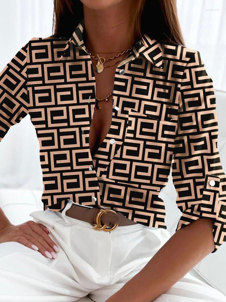 Women' Blouses Fashion Ceometric Single-Breasted Shirt Woman Spring Autumn Turn-down Collar Long Sleeve Shirts Women 2022 Casual Slim Top, St22148-4
Women' Blouses Fashion Ceometric Single-Breasted Shirt Woman Spring Autumn Turn-down Collar Long Sleeve Shirts Women 2022 Casual Slim Top, St22148-4