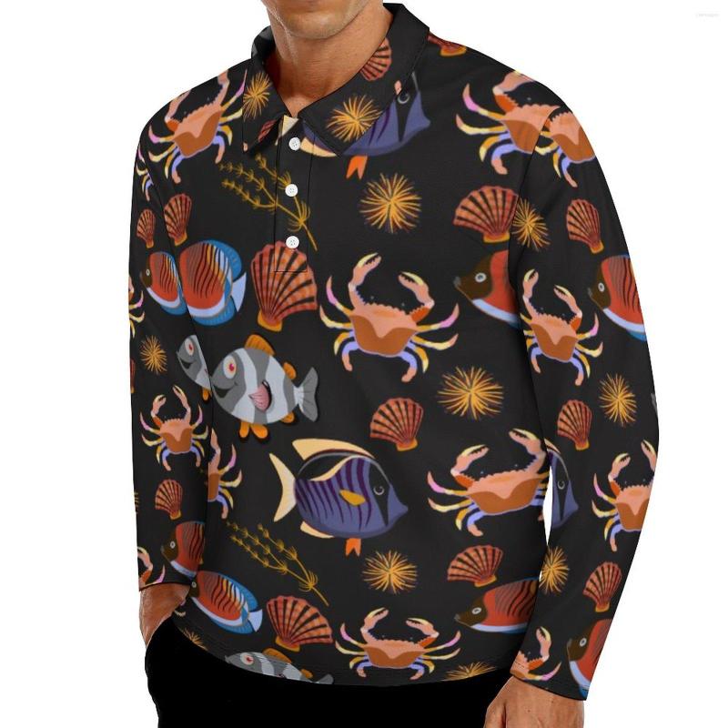 Men' Polos Aquatic Animal Casual T-Shirts Men Ocean Life Print Long Sleeve Polo Shirt Turn Down Collar Streetwear Daily Plus Size, Style-2
Men' Polos Aquatic Animal Casual T-Shirts Men Ocean Life Print Long Sleeve Polo Shirt Turn Down Collar Streetwear Daily Plus Size, Style-2