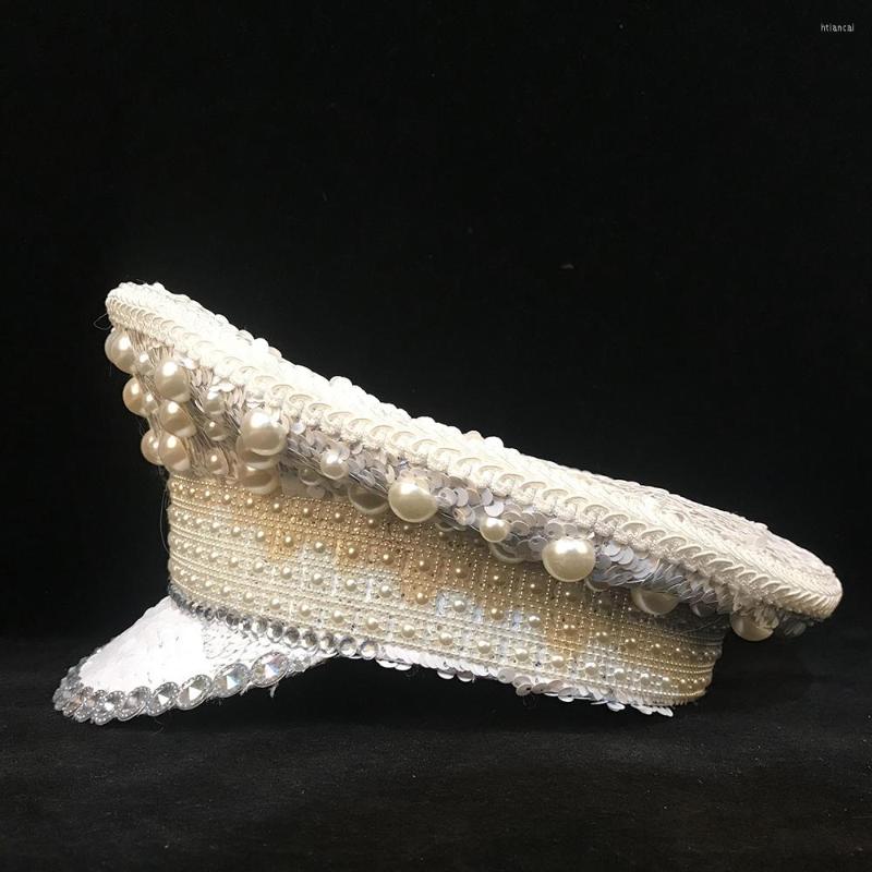 Berets Handmade White Military Hat With Diamond For Women Shower Cosplay Pearl Performance Captain Adult Part
Berets Handmade White Military Hat With Diamond For Women Shower Cosplay Pearl Performance Captain Adult Part