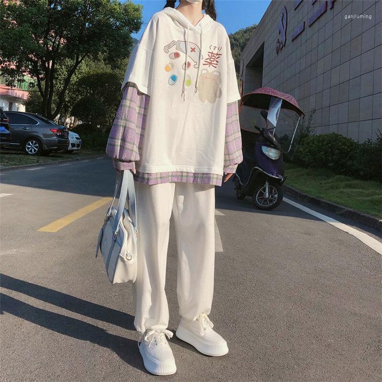 Women' Two Piece Pants Women Hoodie And Guard Sets Japanese Suit Female Loose Hooded Plaid Stitching Sweater Two-piece Casual Trousers
Women' Two Piece Pants Women Hoodie And Guard Sets Japanese Suit Female Loose Hooded Plaid Stitching Sweater Two-piece Casual Trousers