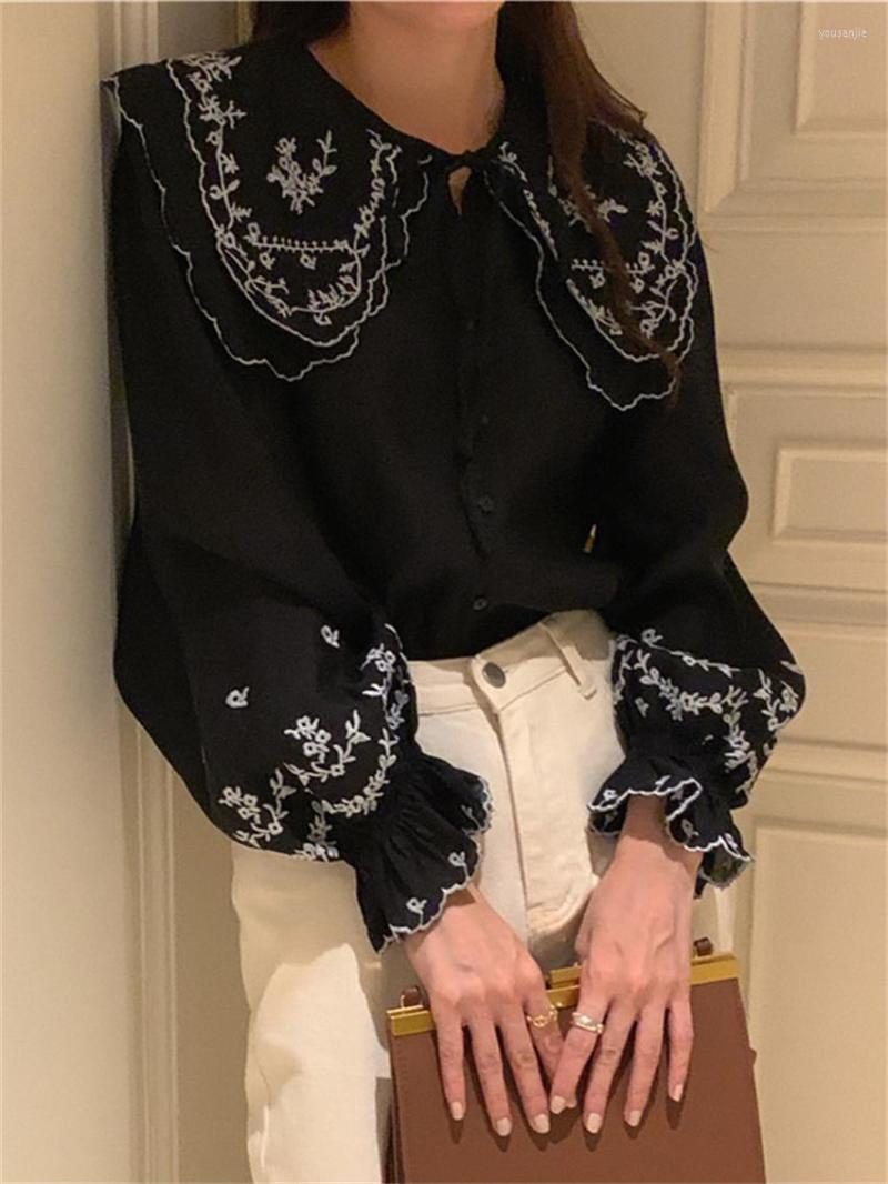 Women's Blouses HziriP Sweet French Shirts Women Embroidery Flowers Chic OL 2022 Autumn High Street Loose Elegant All Match Office Lady, Black
Women's Blouses HziriP Sweet French Shirts Women Embroidery Flowers Chic OL 2022 Autumn High Street Loose Elegant All Match Office Lady, Black