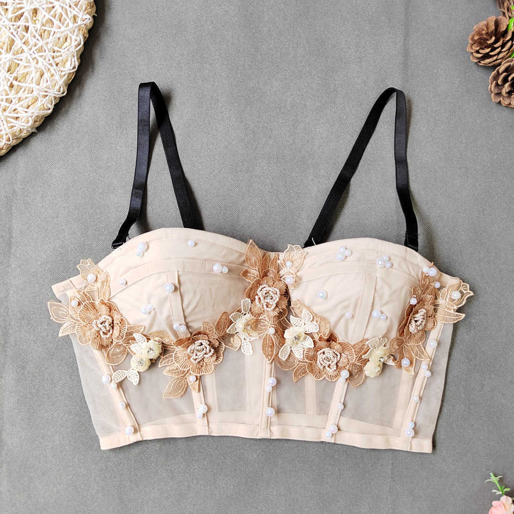 New Beaded Sling Beauty Back Perspective Mesh Embroidery Bust Women Short Nightclub Wrap, Apricot
New Beaded Sling Beauty Back Perspective Mesh Embroidery Bust Women Short Nightclub Wrap, Apricot