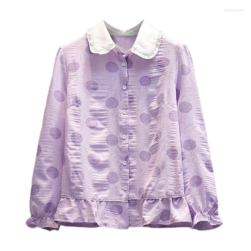 Women's Blouses Purple Dots Long Sleeved Sweet Spring Autumn Top Shirts Fashion 2022 Vintage Clothes For Women Female Clothing
Women's Blouses Purple Dots Long Sleeved Sweet Spring Autumn Top Shirts Fashion 2022 Vintage Clothes For Women Female Clothing