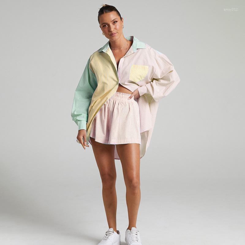 Women' Tracksuits Matching Female Autumn Clothing Trendy Single Breasted Striped Colorblock Long Sleeves Shirt And Pants Women Two Piece, Green
Women' Tracksuits Matching Female Autumn Clothing Trendy Single Breasted Striped Colorblock Long Sleeves Shirt And Pants Women Two Piece, Green