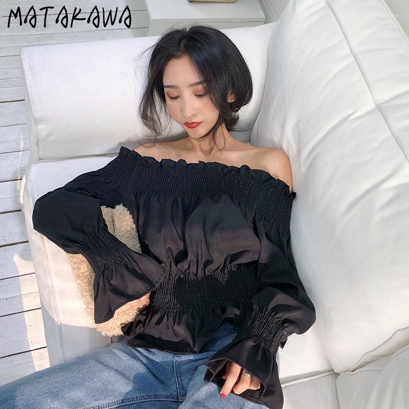 Women's Blouses Matakawa Slash Neck Women Shirts Off Shoulder Flare Sleeve Autumn Vintage Ruffles Slim Korean Fashion Ropa Mujer Tops, Black
Women's Blouses Matakawa Slash Neck Women Shirts Off Shoulder Flare Sleeve Autumn Vintage Ruffles Slim Korean Fashion Ropa Mujer Tops, Black