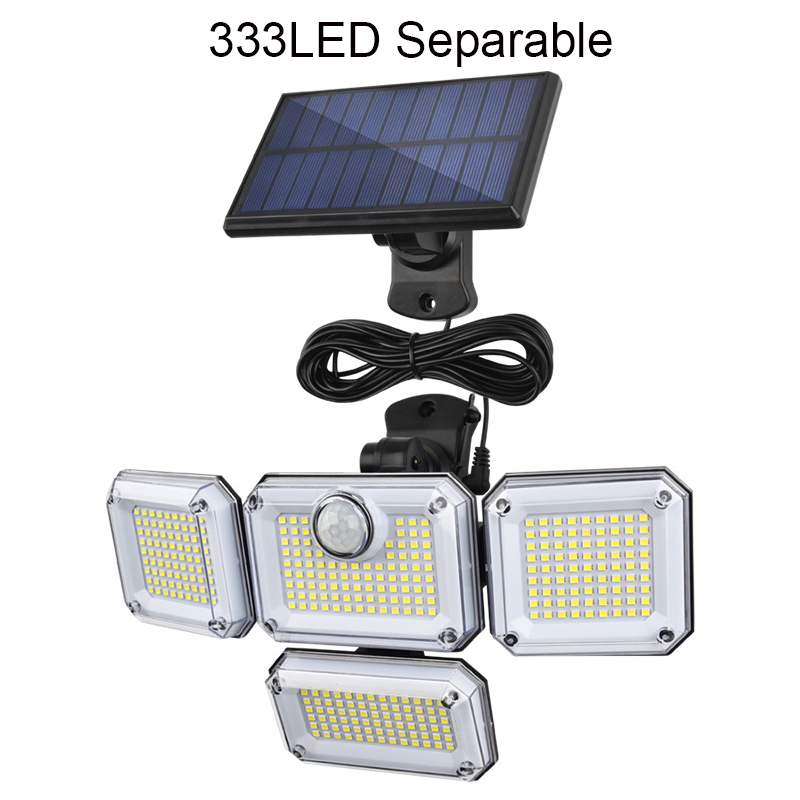 Solar Wall Lights With Remote Control PIR Motion Sensor 333LED Waterproof Spotlight Exterior Garage Lighting