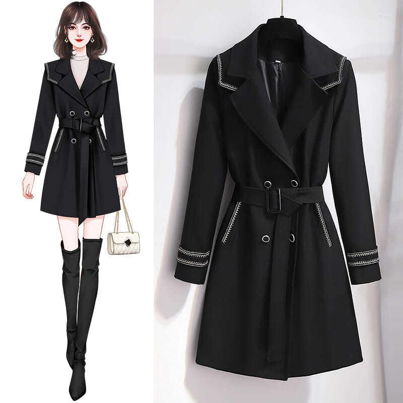 Women' Trench Coats Womens Mid-length Black Coat Slim Fit Korean Fashion Wholesale Long Sleeve Top Spring Autumn Jacket
Women' Trench Coats Womens Mid-length Black Coat Slim Fit Korean Fashion Wholesale Long Sleeve Top Spring Autumn Jacket