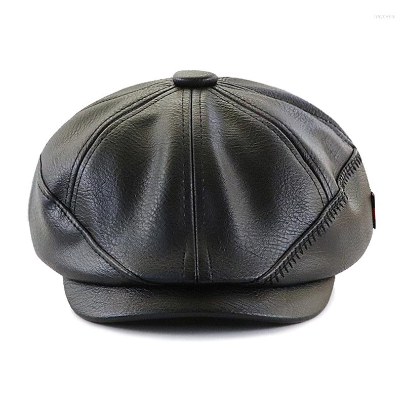 Berets High Quality PU Leather Sboy Caps Winter Warm Men Solid Casual Retro Beret Hats Octagonal Hat Fashion Flat, Black 
Berets High Quality PU Leather Sboy Caps Winter Warm Men Solid Casual Retro Beret Hats Octagonal Hat Fashion Flat, Black
