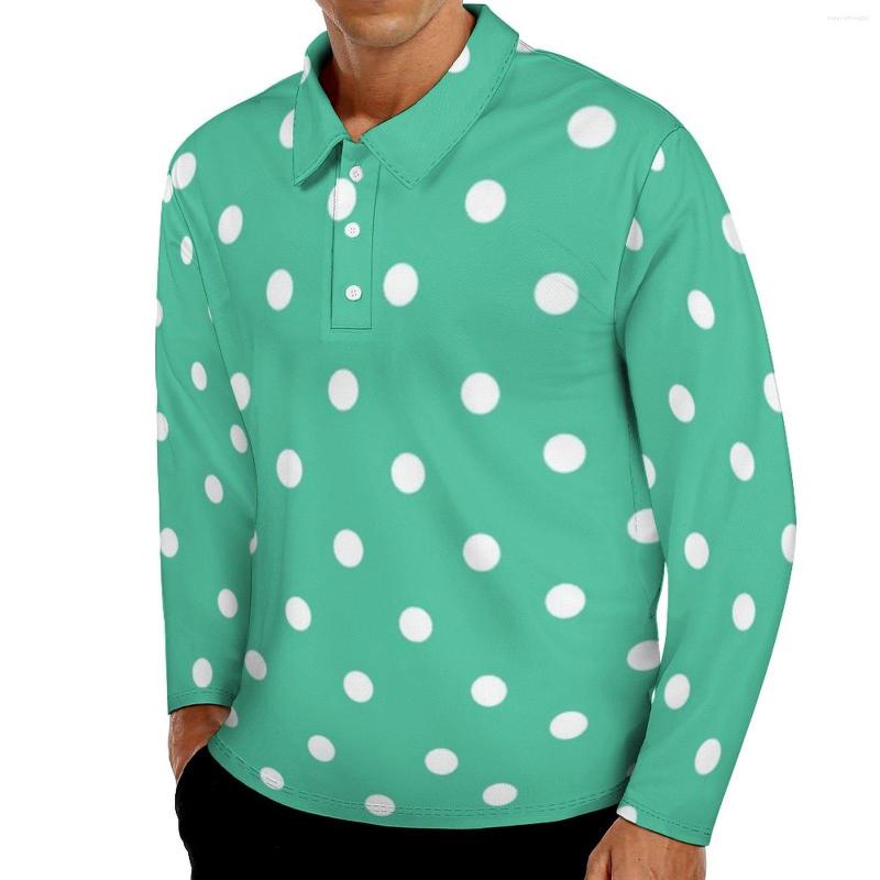 Men' Polos White Polka Dot Casual Polo Shirts Biscay Green T-Shirts Long Sleeve Graphic Shirt Autumn Streetwear Oversized Tops Gift Idea, Style-18
Men' Polos White Polka Dot Casual Polo Shirts Biscay Green T-Shirts Long Sleeve Graphic Shirt Autumn Streetwear Oversized Tops Gift Idea, Style-18