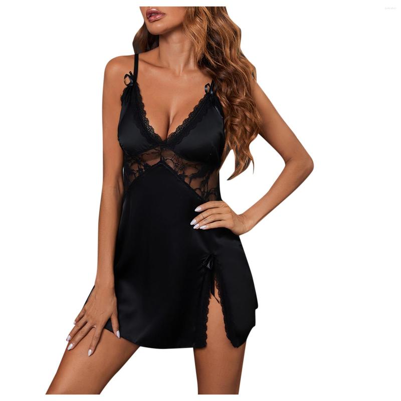 Women's Sleepwear 25# Lace Women Nightgown Erotic Lingerie Sexy Hollow Out Mesh Night Dress Plus Size Woman Nightie Nightdress