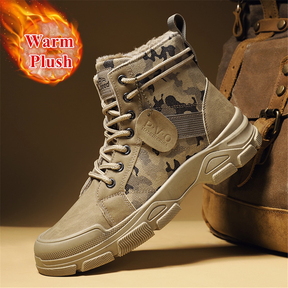 Boots Winter for Men Camouflage Warm Plush Snow Outdoor Non Slip Fur Hiking Shoes Military Sneakers High Top 221207, 602 black
Boots Winter for Men Camouflage Warm Plush Snow Outdoor Non Slip Fur Hiking Shoes Military Sneakers High Top 221207, 602 black