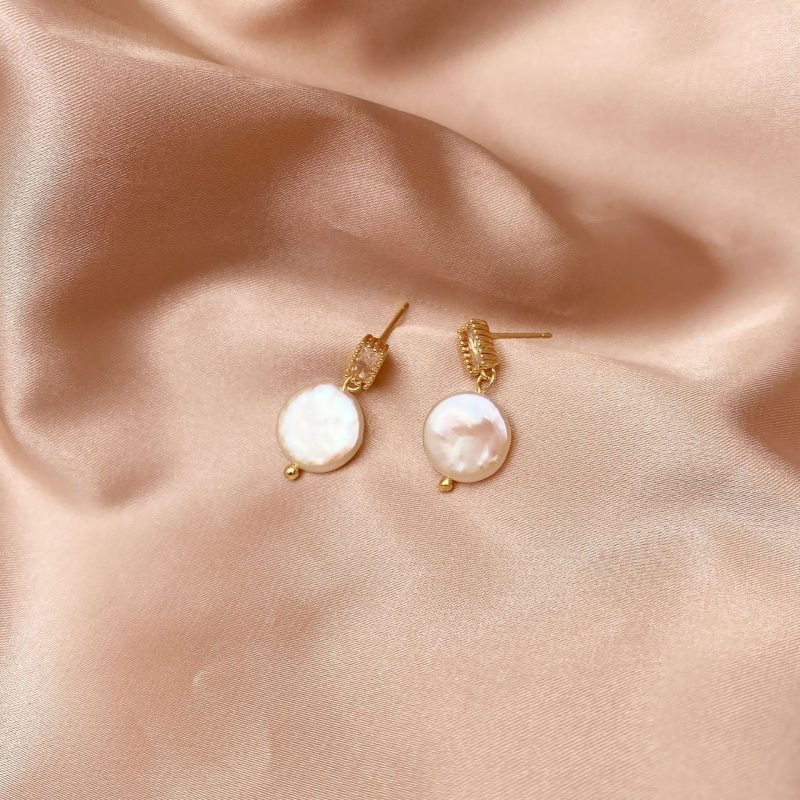 Baroque Vintage Freshwater Pearl Charm Earrings 925 Sterling Silver Post Earring for Women