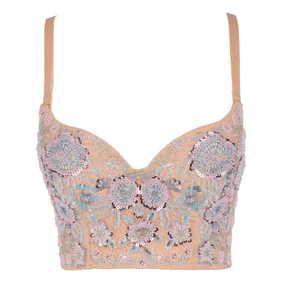 Nightclub style nail bead bra small fresh sequins sexy external suspenders breathable stage performance clothes underwear, Pink on black
Nightclub style nail bead bra small fresh sequins sexy external suspenders breathable stage performance clothes underwear, Pink on black