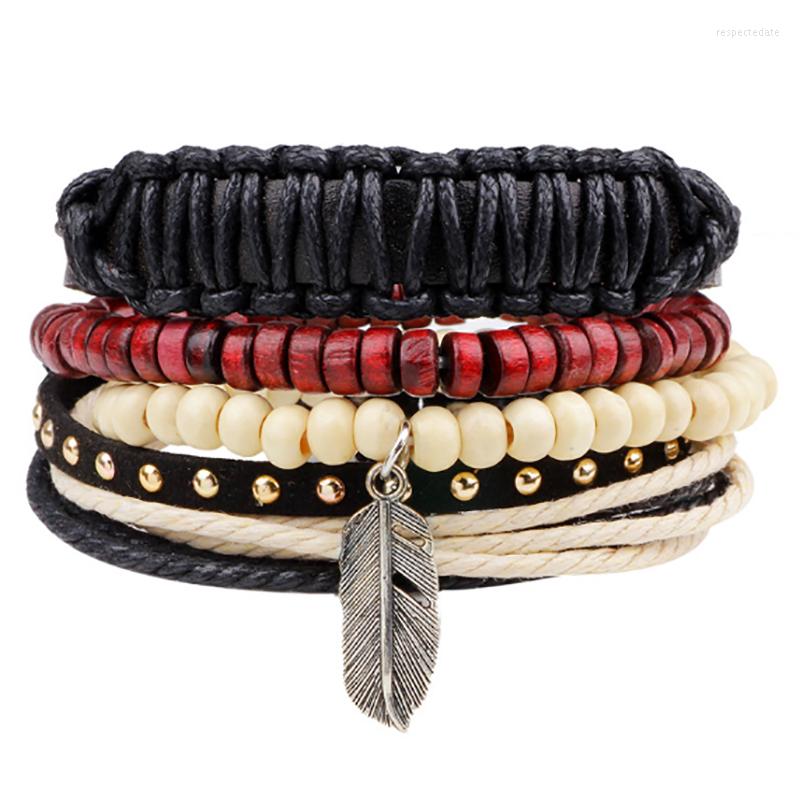 Strand 4 Pcs/set Leather Feather Charms Bracelets For Men Fashion Adjustable Braided Natural Bamboo Wood Bracelet
Strand 4 Pcs/set Leather Feather Charms Bracelets For Men Fashion Adjustable Braided Natural Bamboo Wood Bracelet