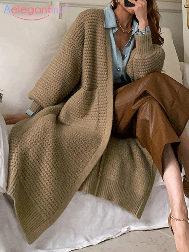 Women' Knits Tees Aelegantmis Long Twisted Casual Knitted Sweater Cardigan Women Autumn Winter Thicken Warm Female Korean Elegant Clothing 221206, Khaki
Women' Knits Tees Aelegantmis Long Twisted Casual Knitted Sweater Cardigan Women Autumn Winter Thicken Warm Female Korean Elegant Clothing 221206, Khaki