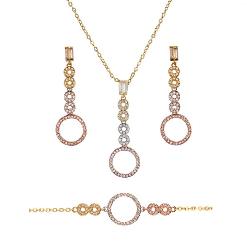 Necklace Earrings Set Fashion Classic Three Colors Many Round Earring Dubai European Zircon Women Girl Wedding Bridal Party Jewelry, Picture shown
Necklace Earrings Set Fashion Classic Three Colors Many Round Earring Dubai European Zircon Women Girl Wedding Bridal Party Jewelry, Picture shown