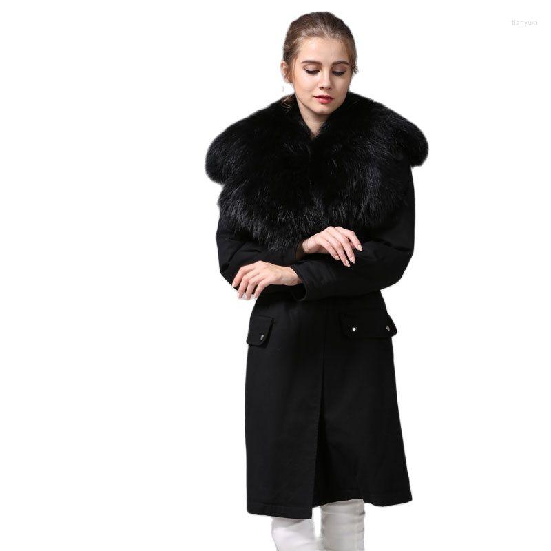 Women' Trench Coats Top Quality Mhnkro Long Black Women Luxury Fur Collar Slim Coat With Large Pocket Belt
Women' Trench Coats Top Quality Mhnkro Long Black Women Luxury Fur Collar Slim Coat With Large Pocket Belt