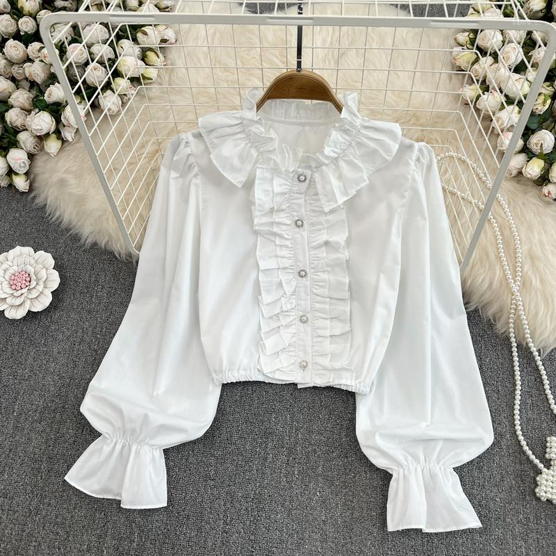 Women's Blouses Hikigawa Chic Fashion Women Tops Early Autumn Korean Gentle Stand Collar Ruffled Loose Long Sleeve Shirts Solid Blouse Top, Purple
Women's Blouses Hikigawa Chic Fashion Women Tops Early Autumn Korean Gentle Stand Collar Ruffled Loose Long Sleeve Shirts Solid Blouse Top, Purple