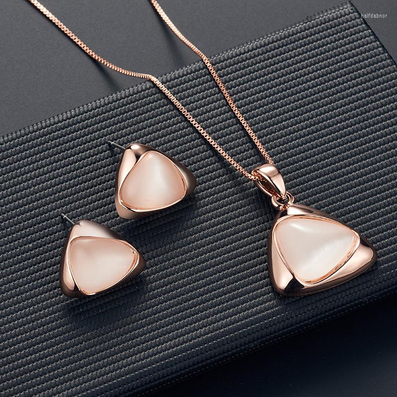 Necklace Earrings Set Fashion Opal Inlaid Irregular Metal Triangle Drop Pendent Korean Neck Ear For Women Girl Gift, Picture shown
Necklace Earrings Set Fashion Opal Inlaid Irregular Metal Triangle Drop Pendent Korean Neck Ear For Women Girl Gift, Picture shown