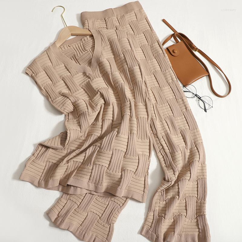 Women's Two Piece Pants WDMSNA Fashion Suit Women Summer Temperament Loose Sleeveless V-neck Sweater Wide-leg Trousers Sets Womens Outifits, Blue
Women's Two Piece Pants WDMSNA Fashion Suit Women Summer Temperament Loose Sleeveless V-neck Sweater Wide-leg Trousers Sets Womens Outifits, Blue