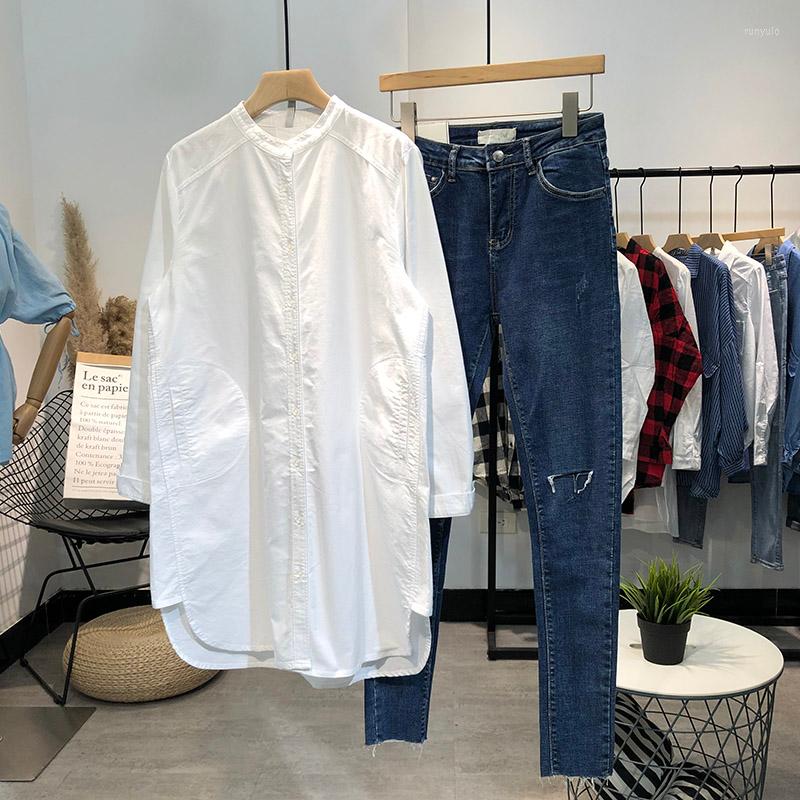 Women's Blouses Cotton Long Women White Shirts Solid Pocket O-Neck Long-Sleeved Loose Casual All Match Female Outwear Coats Tops, White1
Women's Blouses Cotton Long Women White Shirts Solid Pocket O-Neck Long-Sleeved Loose Casual All Match Female Outwear Coats Tops, White1