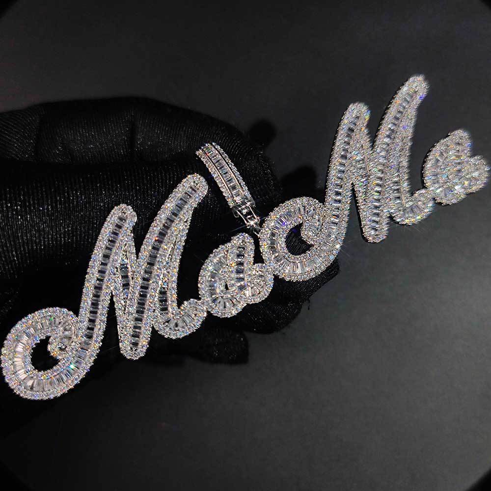 A-Z Custom Art Letters Name Pendant Necklace T Cubic Zircon Hip Hop Real Gold Plated Jewelry