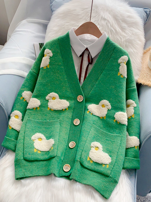 Women's Knits Tees Women Sweater Cardigans Knitcoat V Neck Sheep Sweaters Warm Knitwear Korean Fashion Sueter Mujer Long Jacket 221206