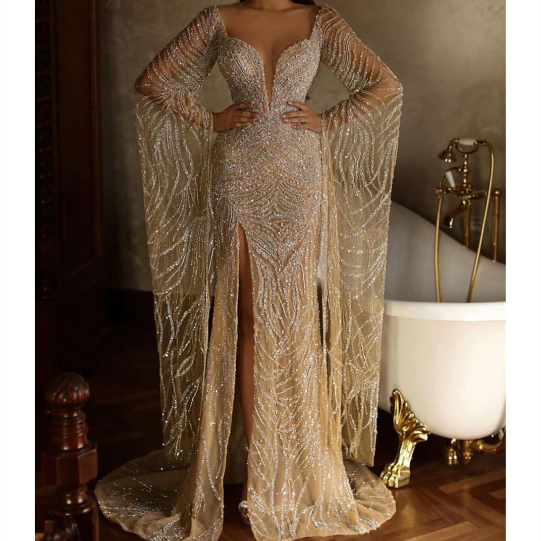 Sparkly New Arrival Evening Dresses V Neck Long Sleeves Capes Lace Floor Length Beaded Pearls Satin Sequins Side Slit Appliques Prom Dress Formal Plus Size Tailored, Hunter green
Sparkly New Arrival Evening Dresses V Neck Long Sleeves Capes Lace Floor Length Beaded Pearls Satin Sequins Side Slit Appliques Prom Dress Formal Plus Size Tailored, Hunter green