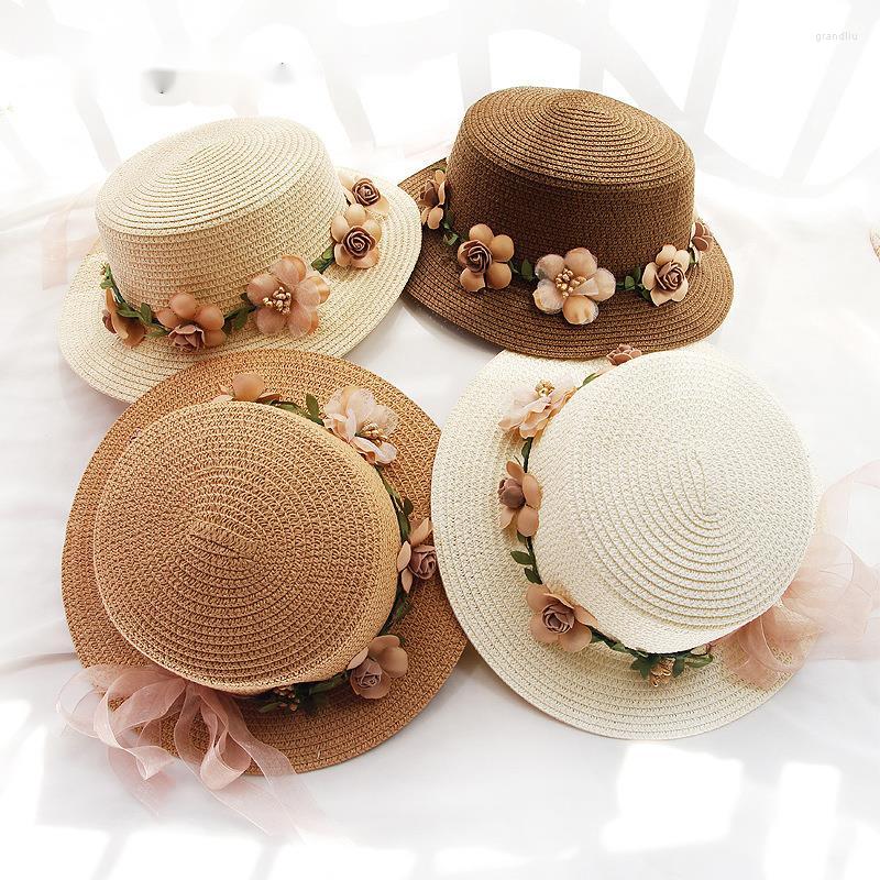 Berets Parent-child Summer Women's Sun Hat Bucket Cap Beige Lace Bowknot Flowers Ribbon Flat Top Straw Beach Caps Panama
Berets Parent-child Summer Women's Sun Hat Bucket Cap Beige Lace Bowknot Flowers Ribbon Flat Top Straw Beach Caps Panama