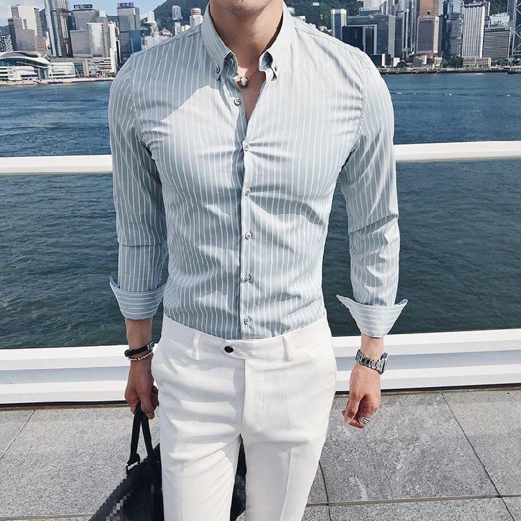 Men's Dress Shirts Autumn 2022 Spring Men Tops Long Sleeve Stripes Single-breasted Social Business Blouses Formal Slim Fit With Button W222, White
Men's Dress Shirts Autumn 2022 Spring Men Tops Long Sleeve Stripes Single-breasted Social Business Blouses Formal Slim Fit With Button W222, White