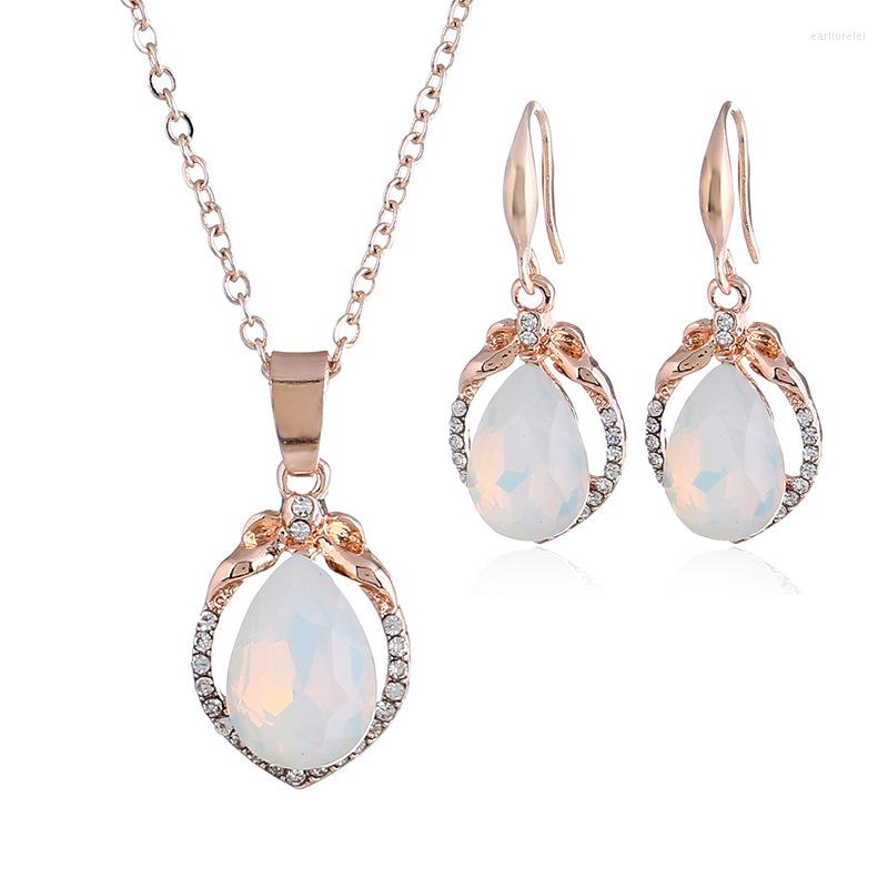 Necklace Earrings Set Luxury Female White Opal Jewelry Bridal Wedding Charm Rose Gold Plated Pendant For Women Crystal, Picture shown
Necklace Earrings Set Luxury Female White Opal Jewelry Bridal Wedding Charm Rose Gold Plated Pendant For Women Crystal, Picture shown