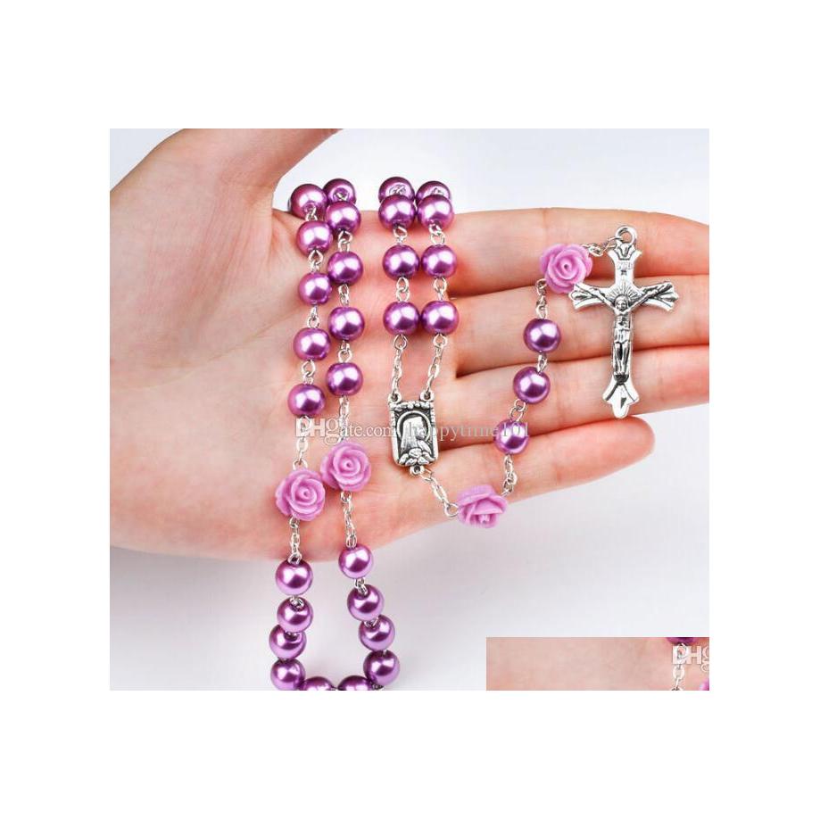 Beaded Necklaces Nice Woman Trendy Purple Imitation Pearl Rose Catholicism Prayer Beads Cross Necklace Goddess Religion Jewelry Drop Dhbz8
Beaded Necklaces Nice Woman Trendy Purple Imitation Pearl Rose Catholicism Prayer Beads Cross Necklace Goddess Religion Jewelry Drop Dhbz8