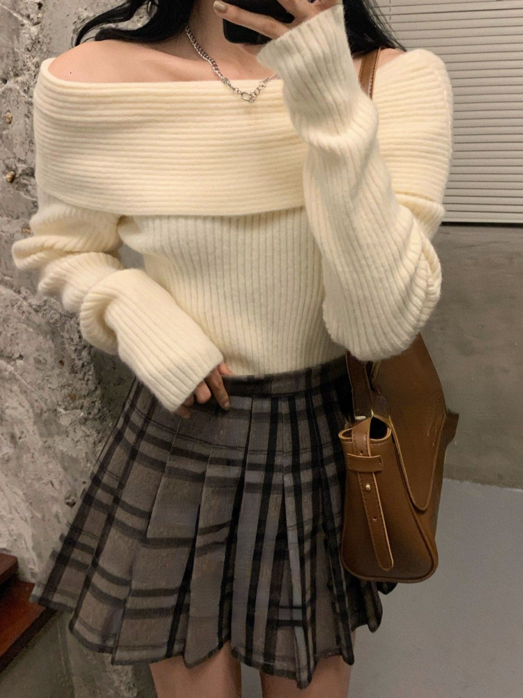 Women's Sweaters Off Shoulder Knitted Sweater Women Long Sleeve Elegant Pullovers Autumn Pure Color Fashion Sexy Y2k Clothing Tops Korean 221207, Beige
Women's Sweaters Off Shoulder Knitted Sweater Women Long Sleeve Elegant Pullovers Autumn Pure Color Fashion Sexy Y2k Clothing Tops Korean 221207, Beige