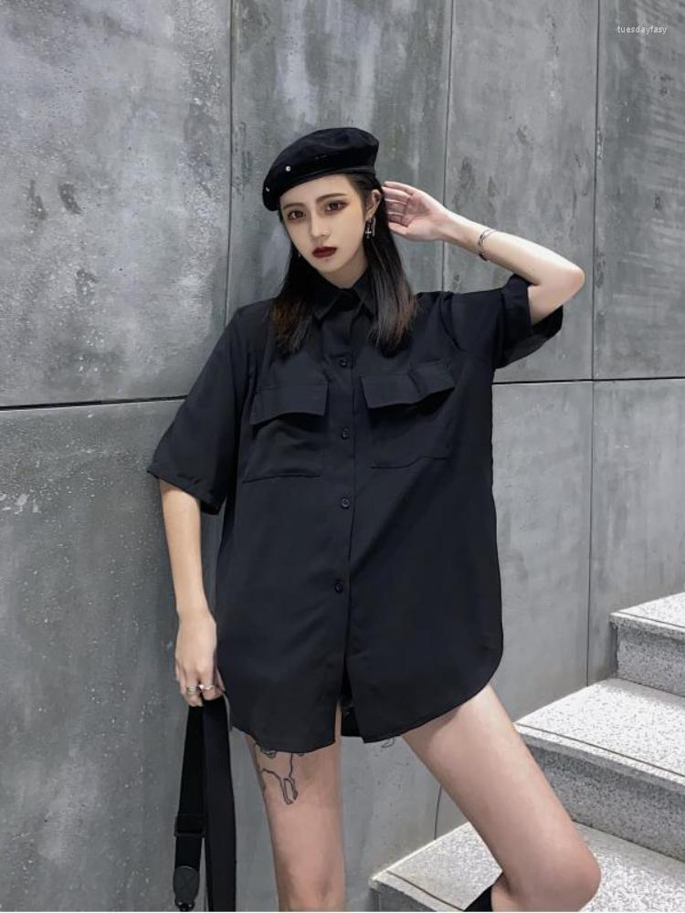 Women's Blouses Nicemix Black Short-sleeved Shirt Female Preppy Korean Oversize Unisex Gothic Punk Blouse Cargo Double Pocket Women Tops
Women's Blouses Nicemix Black Short-sleeved Shirt Female Preppy Korean Oversize Unisex Gothic Punk Blouse Cargo Double Pocket Women Tops