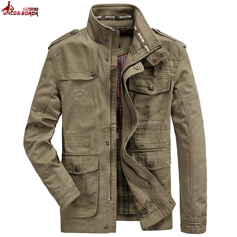 Men's Jackets Autumn winter Jacket Men 100% Cotton Business casual Cargo military Multi-pocket Mens and Coats Male Chaqueta Hombre 221206
