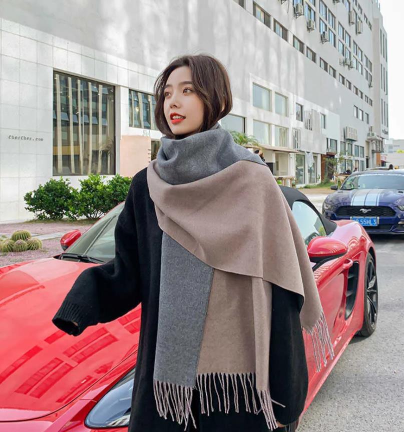 Scarves Scarf Women's Long Korean Student's Thickened Solid Color Double-sided Shawl
Scarves Scarf Women's Long Korean Student's Thickened Solid Color Double-sided Shawl