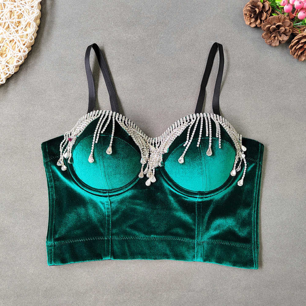 Tassel Rhinestone Sling Vest Stage Style Outwear Bra Small Vest Short Open Back Gold Velvet Bra, Black6
Tassel Rhinestone Sling Vest Stage Style Outwear Bra Small Vest Short Open Back Gold Velvet Bra, Black6