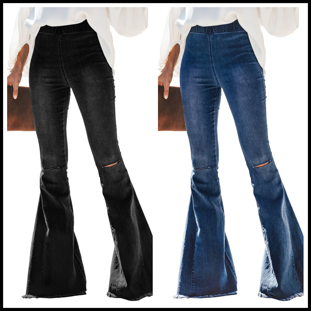 Women s Jeans Black and Blue High Waist Denim Flared Pants Ripped Elastic Fashion Casual Trousers S 2XL Drop 221206
Women s Jeans Black and Blue High Waist Denim Flared Pants Ripped Elastic Fashion Casual Trousers S 2XL Drop 221206