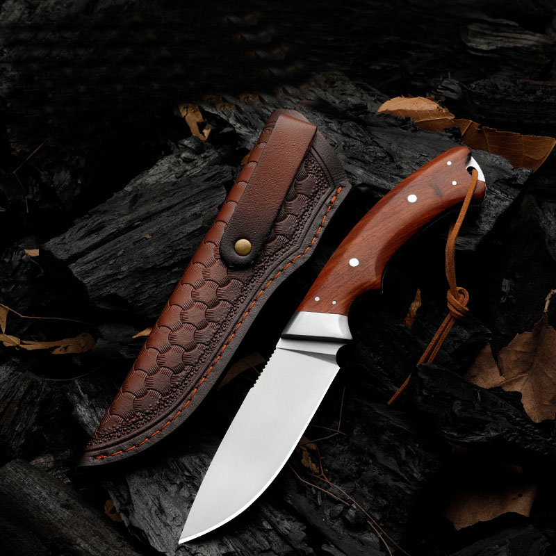 Outdoor Survival Straight Hunting Knife D2 Satin Drop Point Blade Full Tang Rosewood Handle Fixed Blade Knives with Leather Sheath H8222
Outdoor Survival Straight Hunting Knife D2 Satin Drop Point Blade Full Tang Rosewood Handle Fixed Blade Knives with Leather Sheath H8222