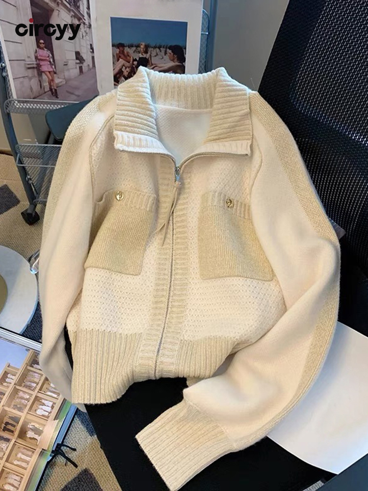 Women' Knits Tees Circyy Women Cardigan Zipper Sweater Korean Fashion Knitted Pocket Patchwork Casual Autumn Winter Chic Warm Sweet Loose Coat 221206, Apricot
Women' Knits Tees Circyy Women Cardigan Zipper Sweater Korean Fashion Knitted Pocket Patchwork Casual Autumn Winter Chic Warm Sweet Loose Coat 221206, Apricot
