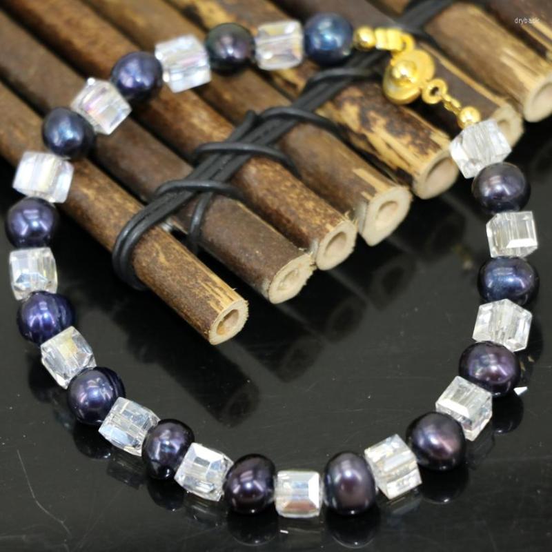 Strand Natural 7-8mm Black Pearl Beads Bracelets & Bangle For Women Square Crystal High Quality Original Design Jewelry 7.5inch B2965
Strand Natural 7-8mm Black Pearl Beads Bracelets & Bangle For Women Square Crystal High Quality Original Design Jewelry 7.5inch B2965