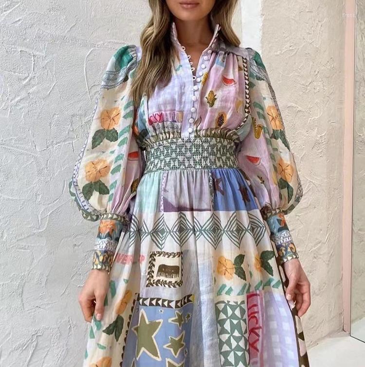 Casual Dresses Cartoon Fabric Fashion Lantern Sleeve Women Long Turtleneck Single Breasted Flower Printed Maxi Party Dress Clothes, Royal blue
Casual Dresses Cartoon Fabric Fashion Lantern Sleeve Women Long Turtleneck Single Breasted Flower Printed Maxi Party Dress Clothes, Royal blue
