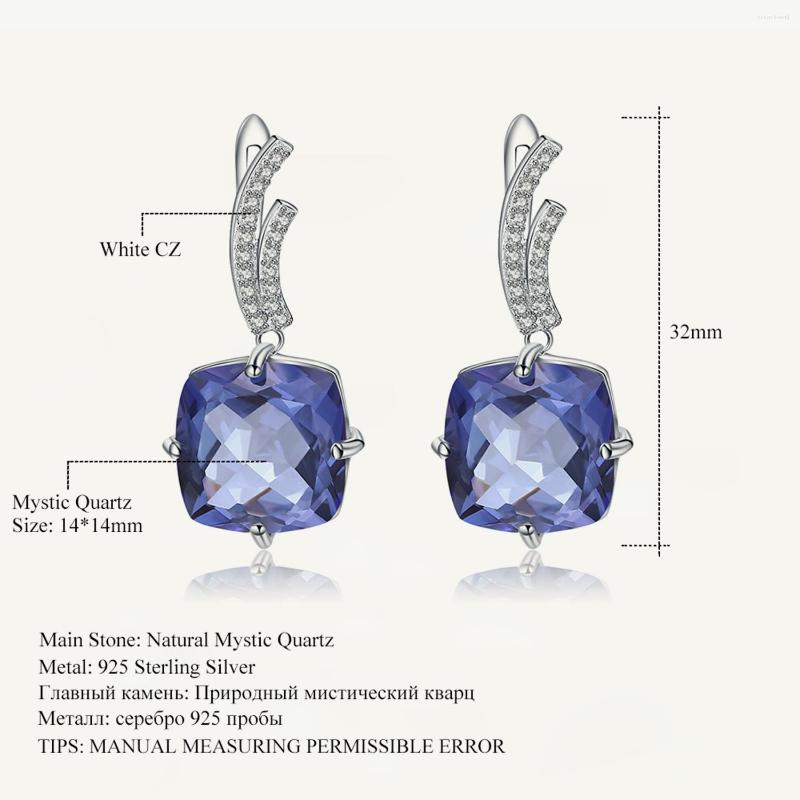 Dangle Earrings GEM'S BALLET Natural Mystic Quartz - Iolite Blue Square Drop Solid 925 Sterling Silver Fine Jewelry For Women
Dangle Earrings GEM'S BALLET Natural Mystic Quartz - Iolite Blue Square Drop Solid 925 Sterling Silver Fine Jewelry For Women