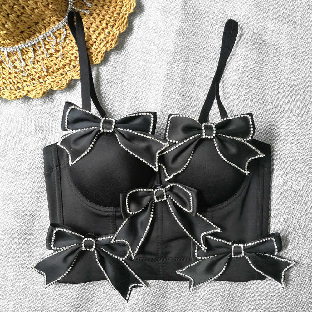 bow suspender with diamond inlaid body shaping and chest wrapping women's troupe performance clothes gentle wind and, White 
bow suspender with diamond inlaid body shaping and chest wrapping women's troupe performance clothes gentle wind and, White