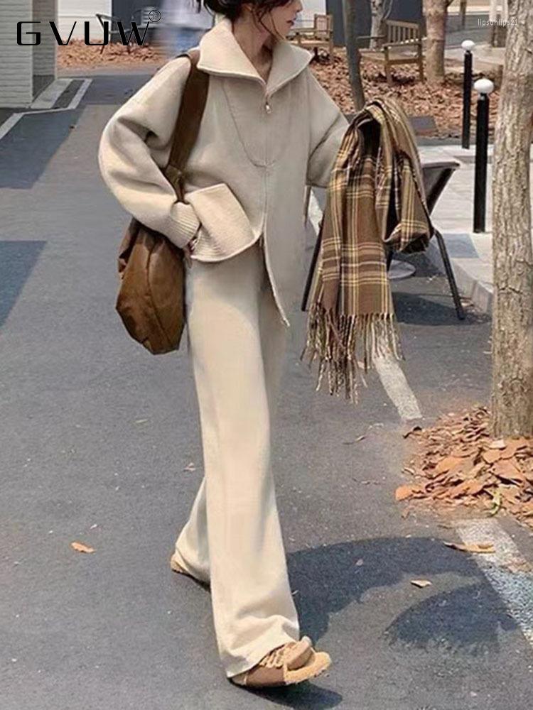 Women's Two Piece Pants GVUW Autumn Winter Knitted Cardigan Sets Lapel Zipper Top Women Elastic Waist Casual Wide Leg Female 2 Pieces, Black
Women's Two Piece Pants GVUW Autumn Winter Knitted Cardigan Sets Lapel Zipper Top Women Elastic Waist Casual Wide Leg Female 2 Pieces, Black