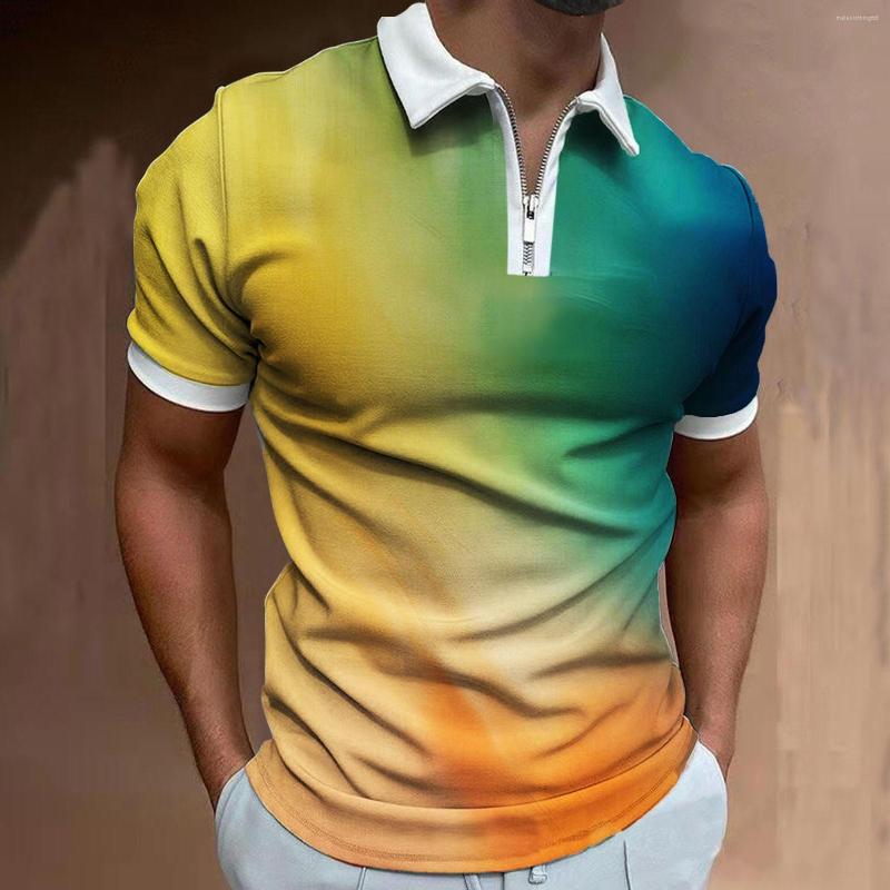 Men' Polos Men Polo Shirts Summer Casual Gradient Printed Short Sleeve Turn Down Collar Zipper Design Patchwork Pullover
Men' Polos Men Polo Shirts Summer Casual Gradient Printed Short Sleeve Turn Down Collar Zipper Design Patchwork Pullover