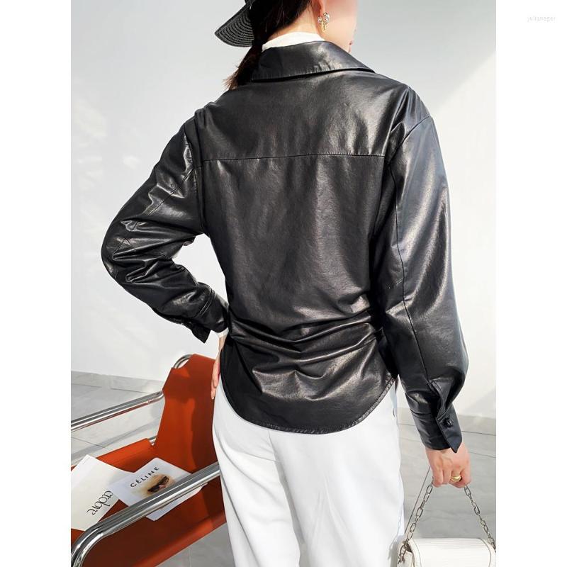 Women' Leather Women' Lambskin Jacket 2023 Autumn Vegetable Tanned Shirt Female Wrinkled Asymmetrical Slim Waist Round Hem Black Coat
Women' Leather Women' Lambskin Jacket 2023 Autumn Vegetable Tanned Shirt Female Wrinkled Asymmetrical Slim Waist Round Hem Black Coat