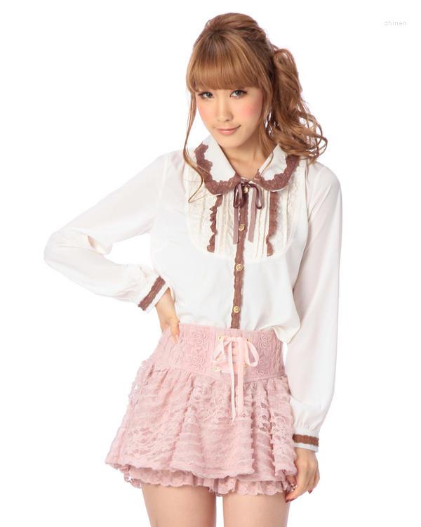 Women's Blouses Japan Liz Lisa Chiffon Lace Embroidery Collar Velvet Ribbon Long Sleeve Shirts, Creamy-white
Women's Blouses Japan Liz Lisa Chiffon Lace Embroidery Collar Velvet Ribbon Long Sleeve Shirts, Creamy-white