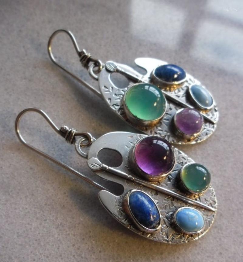 Dangle Earrings Ethnic Oval Inlaid Colorful Stone Hook Vintage Silver Color Metal Round Jewelry
Dangle Earrings Ethnic Oval Inlaid Colorful Stone Hook Vintage Silver Color Metal Round Jewelry