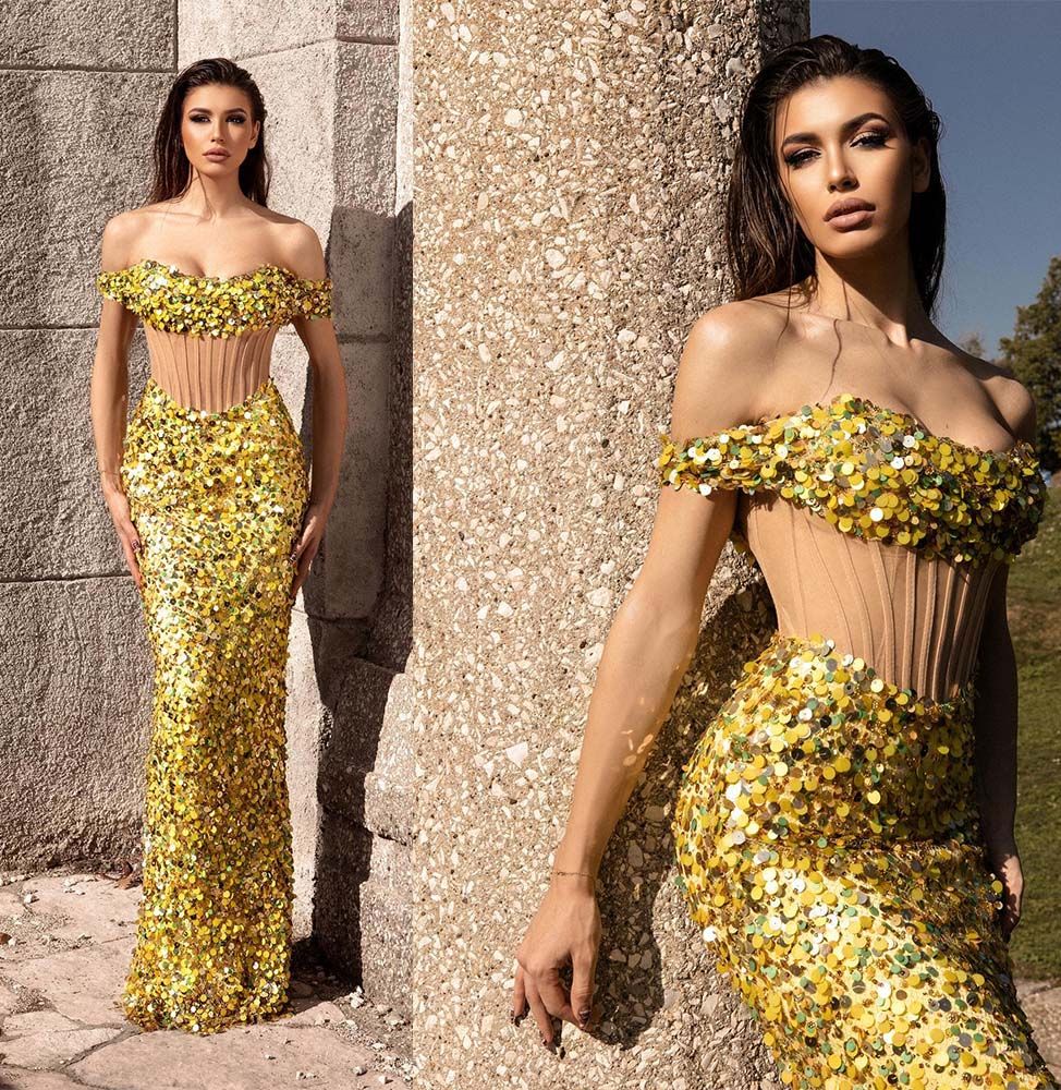 Sparkle Mermaid Prom Dresses Strapless Sequined Party Dresses Bright Yellow Custom Made Evening Dress, Silver
Sparkle Mermaid Prom Dresses Strapless Sequined Party Dresses Bright Yellow Custom Made Evening Dress, Silver